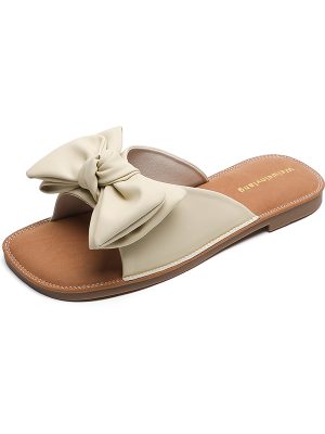 Bowknot slippers for women gentle slippers comfortable woman shoes simplicity flat shoes ladies