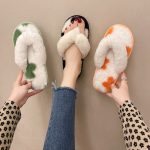 open toe soft fashion winter rubber faux fur comfy sole lady men slides plush slippers for women cotton house shoes