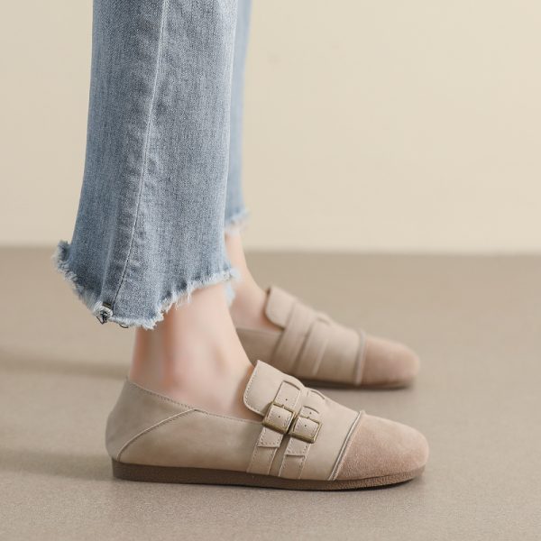 Minimalism ladies casual shoes metal loafer shoes for women comfortable shoes