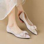 Bowknot princess ladies shoes daily gentlewoman single shoes rhinestone women flats shoes