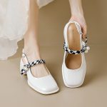 Gentlewoman pearl decoration ladies shoes retro single shoes daily high heels shoes for women