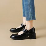 Leisure black ladies shoes retro daily single shoes temperament high heels shoes for women