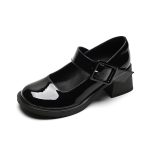 Leisure black ladies shoes retro daily single shoes temperament high heels shoes for women