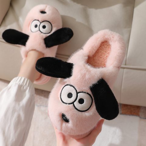 Hot Selling Plush Unisex Warm Indoor Slippers Cute Cartoon Soft Non-Slip Faux Fur Plush Bedroom Slippers For Women