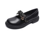 Bowknot retro single shoes soft sole loafer shoes for women gentle flat hell shoes women