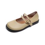 Buckle retro ladies shoes sexy simplicity single shoes soft comfortable flat shoes ladies