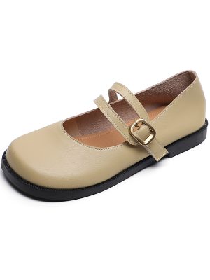 Buckle retro ladies shoes sexy simplicity single shoes soft comfortable flat shoes ladies