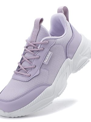 Casual sneakers Trendy Mesh Breathable Thick Bottom Soft Sole  White Sports Shoes For Women