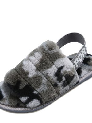 fashionable new camouflage elastic children's slippers women's plush flat bottomed home cotton slippers