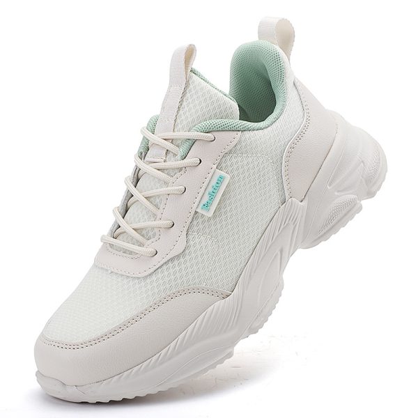 Casual sneakers Trendy Mesh Breathable Thick Bottom Soft Sole  White Sports Shoes For Women