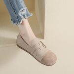 Minimalism ladies casual shoes metal loafer shoes for women comfortable shoes