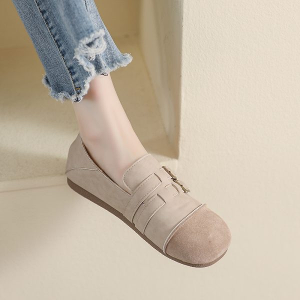 Minimalism ladies casual shoes metal loafer shoes for women comfortable shoes