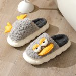 Winter Cartoon Duck Slippers Home Warm Fluffy Plush Cotton Thick Bottom Non-Slip Slippers For Women