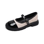 Buckle gentle ladies shoes gentlewoman retro single shoe round toe flat shoes ladies