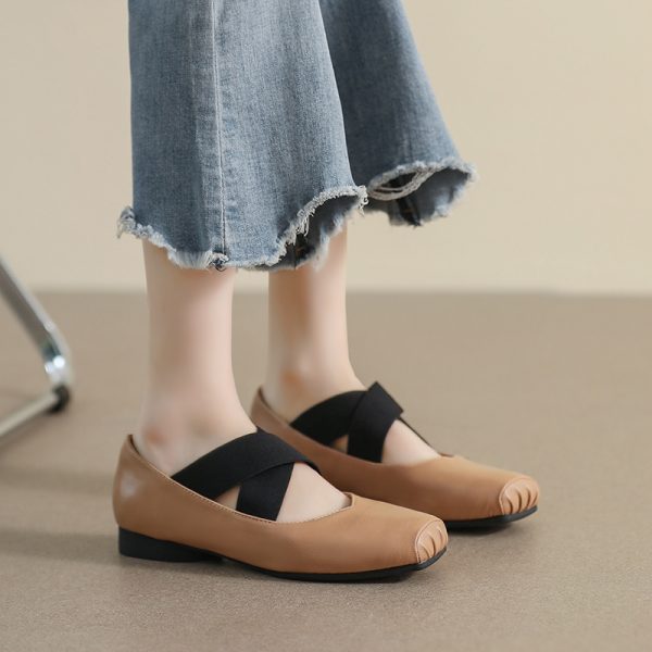 Gentlewoman ballet shoes daily flats women's casual shoes square toe feminine shoes woman