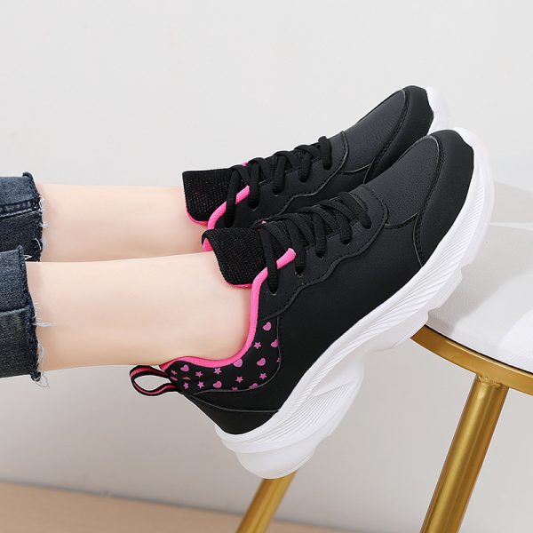 Hot Selling Fashionable Spring Leather Casual Women Sneakers Lightweight Running Sports Shoes