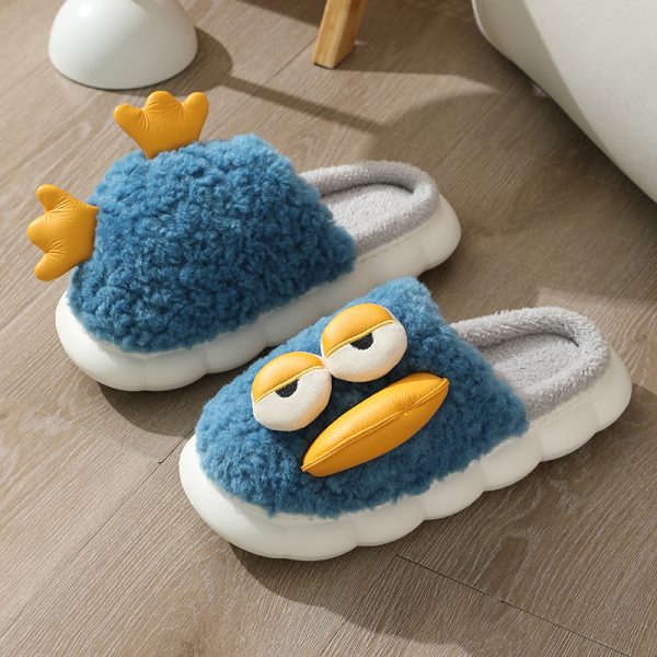 Winter Cartoon Duck Slippers Home Warm Fluffy Plush Cotton Thick Bottom Non-Slip Slippers For Women