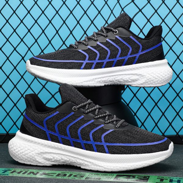 New Product Flying Weaving Fashion Mesh Men Sneakers Breathable Soft Light Chunky Running Shoes