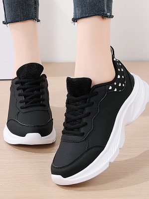 Hot Selling Fashionable Spring Leather Casual Women Sneakers Lightweight Running Sports Shoes