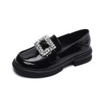 Bright Eyes Women's Flat Shoes Personality Soft Sole Single Shoes Exquisit Loafer Shoes for Women Black Rubber Daily Microfiber