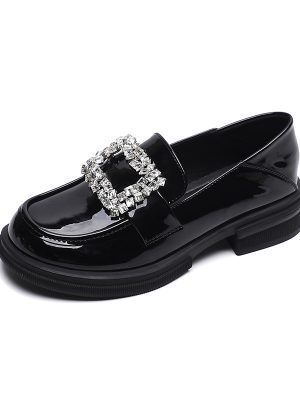 Bright Eyes Women's Flat Shoes Personality Soft Sole Single Shoes Exquisit Loafer Shoes for Women Black Rubber Daily Microfiber