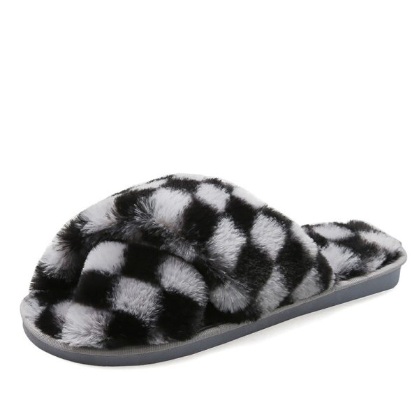 High Quality Women's Home Fur Slippers Warm Fluffy Plush Fuzzy Faux Comfortable Soft Sole Cute  Slipper For Women