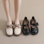 Bowknot round toe single shoes gentle cute women's casual shoes elegant women flats shoes