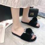 fashion parent-child indoor winter children's plush comfortable women's open toe slippers