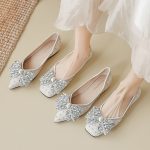 Princess luxury single shoes soft sole women's flat shoes elegant sweet fashion walking shoes