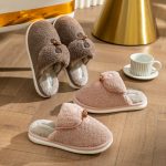 New Arrival Winter Cotton Slippers Women's Plush Simple Horn Buckle Home Warm Lamb Plush Slippers Home Wholesale