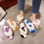 open toe soft fashion winter rubber faux fur comfy sole lady men slides plush slippers for women cotton house shoes