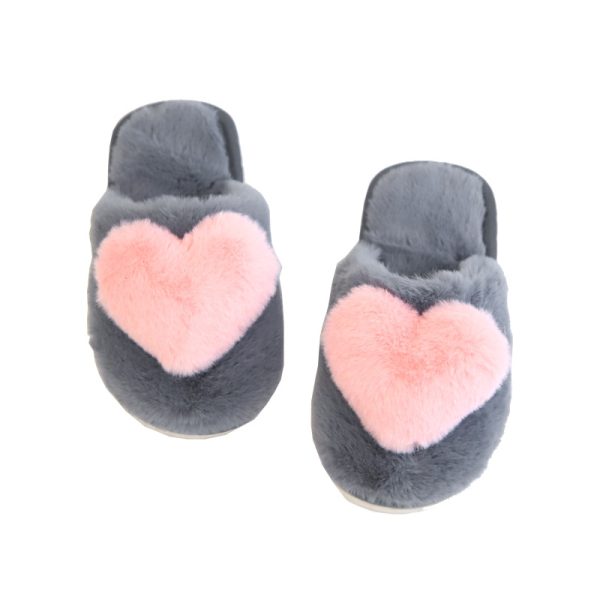 Indoor Comfortable Fur EVA Outsole Round Toe Anti Slip Home Warm Fluffy Plush Flat Slippers For Women Lady