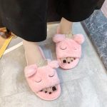 New Arrival Cartoon Women's Home Slippers Soft Sole Anti-slip Cute Fuzzy Furry Plush Fluffy Flat Shoes Cotton Slippers