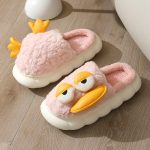 Winter Cartoon Duck Slippers Home Warm Fluffy Plush Cotton Thick Bottom Non-Slip Slippers For Women