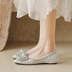 Princess luxury single shoes soft sole women's flat shoes elegant sweet fashion walking shoes