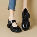 Leisure black ladies shoes retro daily single shoes temperament high heels shoes for women